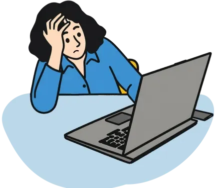Overwhelmed business owner at a laptop