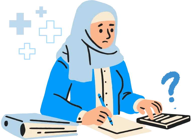 Practice owner reviewing accounting paperwork