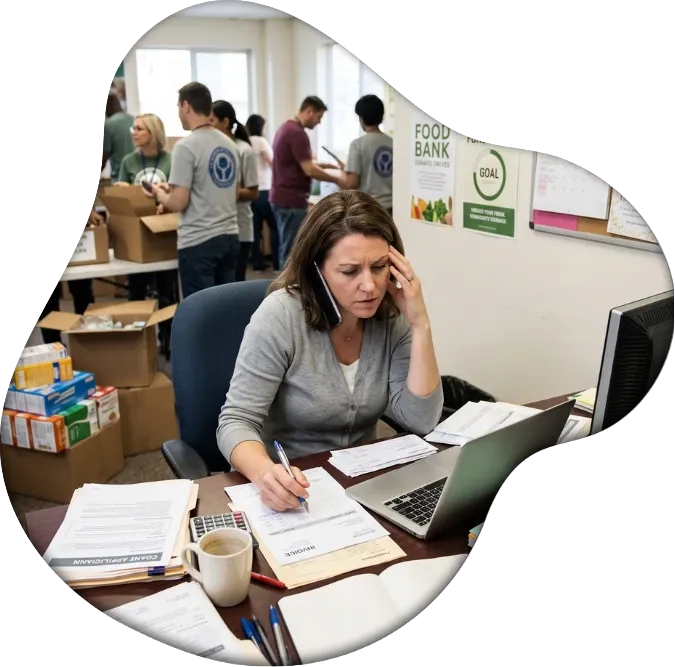 Nonprofit leader preparing financial reports